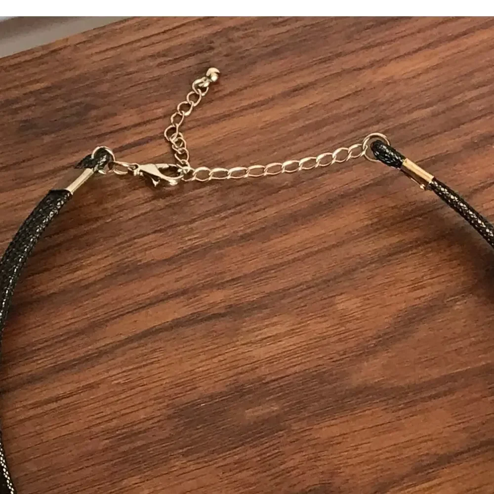 Gold Tone & Black Formed Collar Necklace Harlequin Goth Steampunk